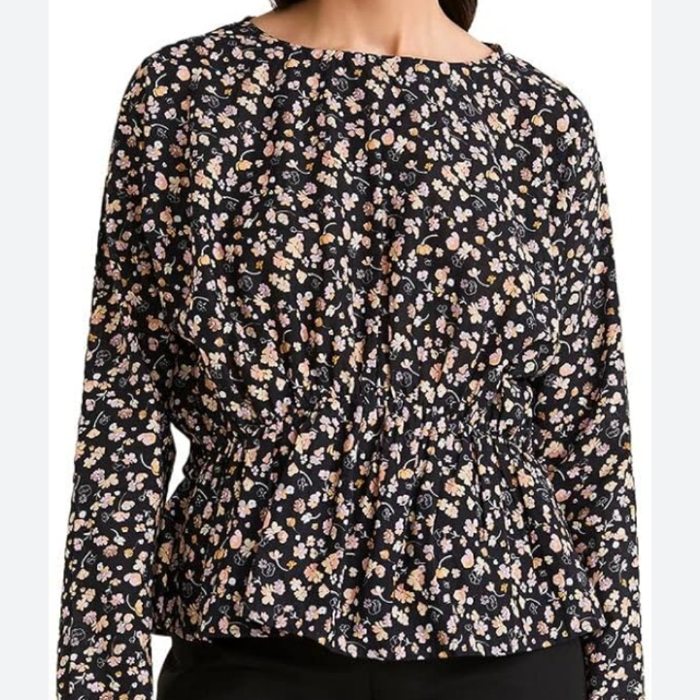 Dress Forum Orange and Black Fitted Ruched Blouse